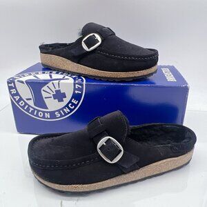 Birkenstock Buckley Shearling Clogs Flat Black Suede EU 37 Women US 6- 6.5